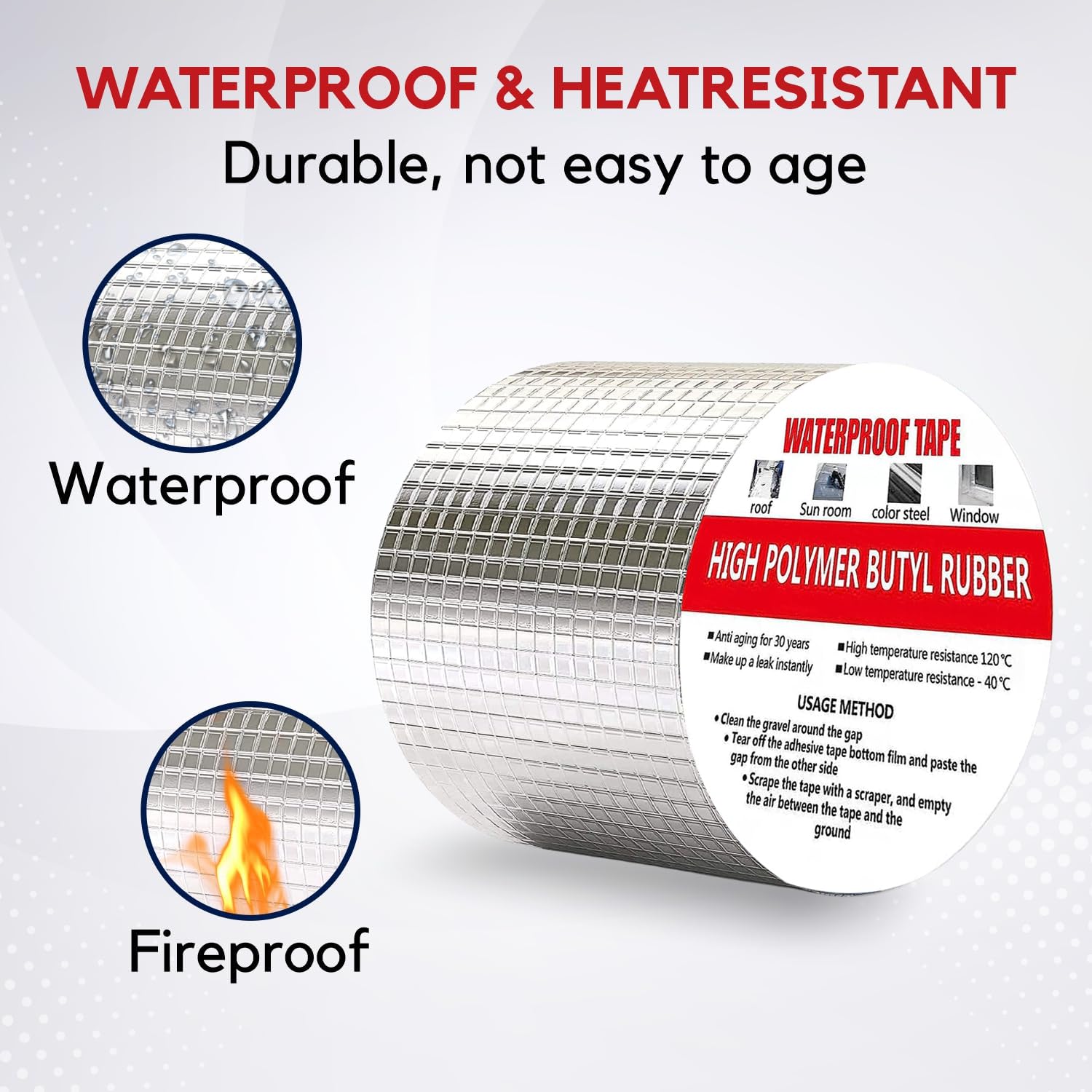 Vizaro Waterproof Aluminium Tape for Roof Leakage, Adhesive,5cm x 5meter 3