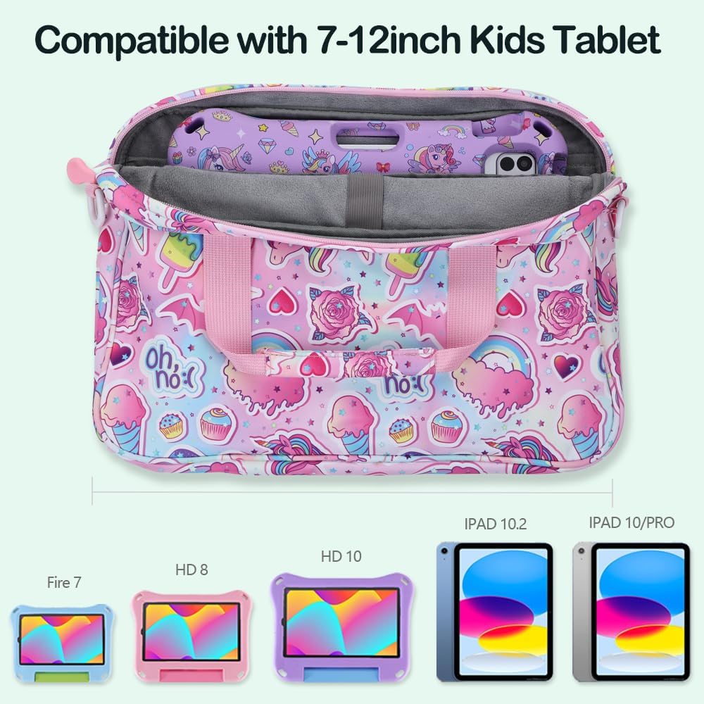 Kids Tablet Bag with Handle Shoulder Strap, 13 inch Cute Unicorn Tablet Sleeve Carrying Bag Case for Boy Girl Fit Fire HD 10 HD 8 IPAD 10 11 A16 10.2 7 8 9 Kids pro Tablets BQL - Image 3