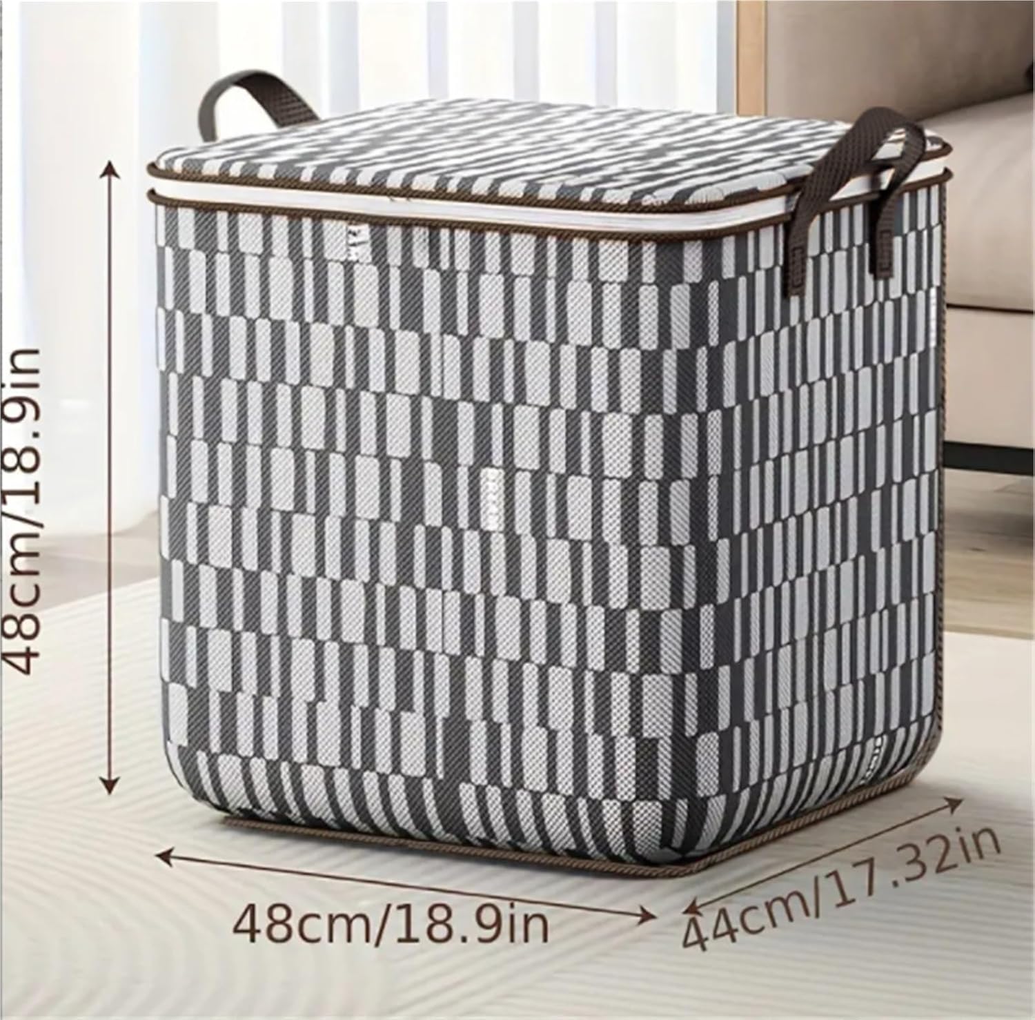 Storage Bag for Clothes Bedding Storage Bags Stackable Wardrobe Storage Bags Quilts and Blankets with Handles Zipper Storage Container(48cm)