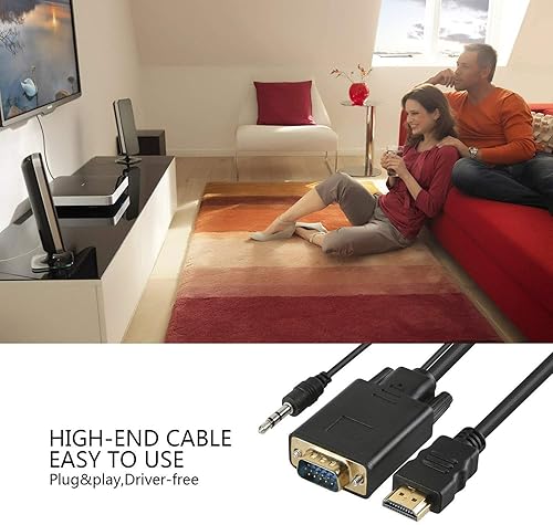 Miniatura 6 de Cable adaptador HDMI a VGA, HDMI macho chapado a VGA hembra cable de vídeo 1080p, 40 pulgadas