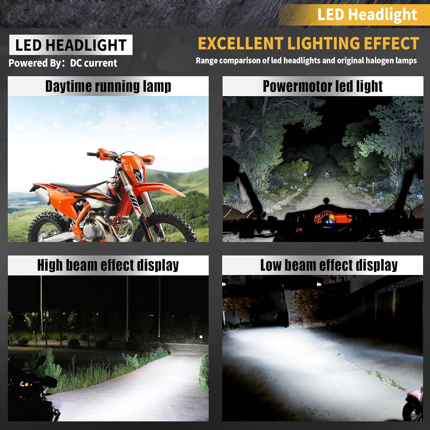 Generico LED Faro Anteriore Universale Motocross Mascherina Moto con Faro V-Face Universale Cross Enduro Supermoto Bianco