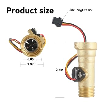 Water Flow Sensor-2022107584 RV Tankless Water Heater Water Flow Sensor Compatible with Girard Water Heater GSWH-24 Replacement #: 2022107584 2GWH-24