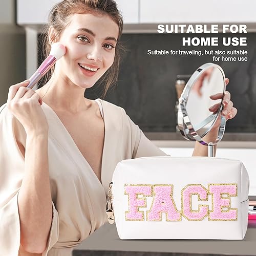 Miniatura 5 de Preppy Patch Stuff Bolsa de maquillaje portátil a granel de piel sintética bolsa de cosméticos impermeable organizador de viaje con cremallera bolsa