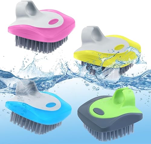 Miniatura 5 de Aodaer Cepillo para verduras de 4 piezas, cepillo de silicona dura y suave, herramientas de limpieza de frutas laterales para verduras delicadas o