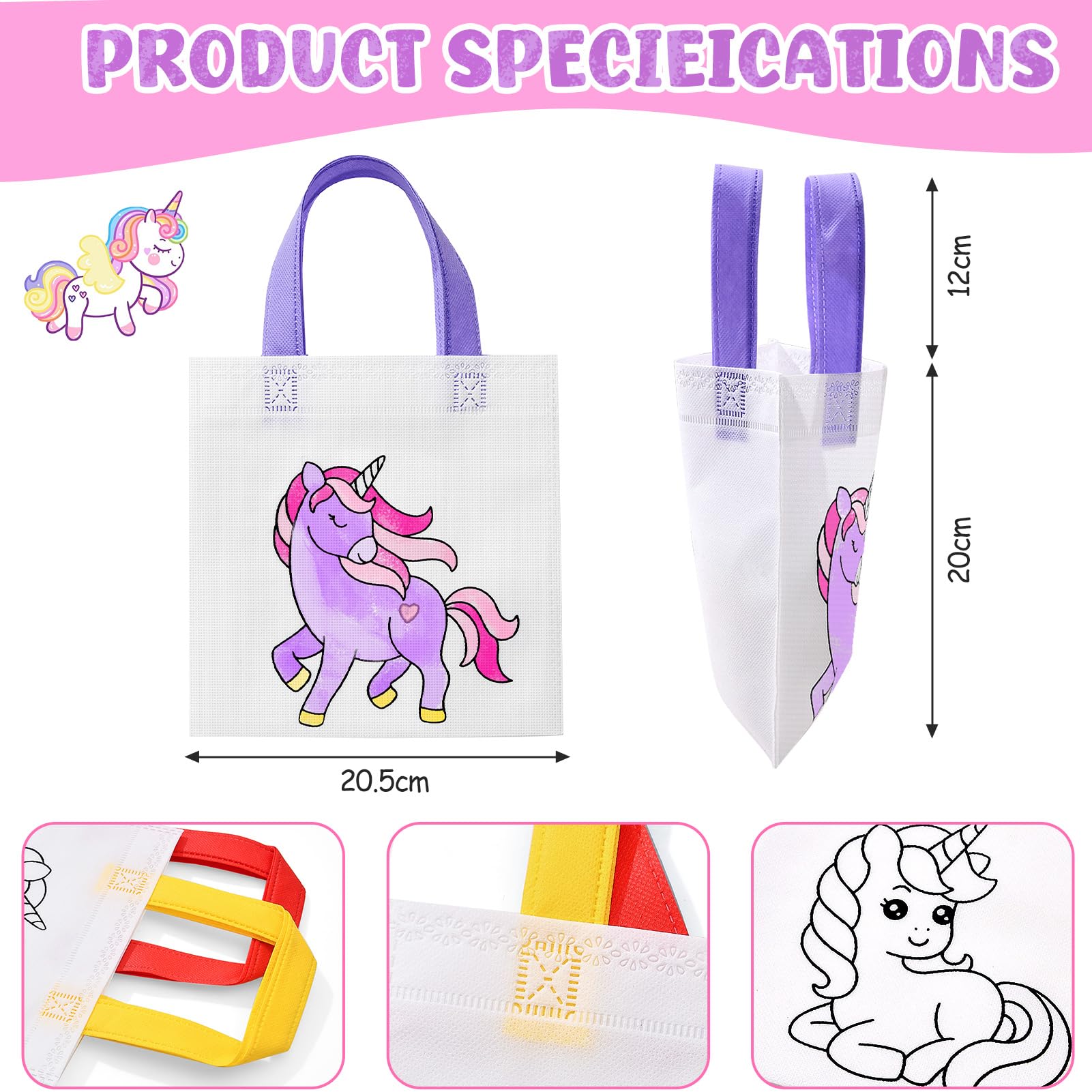 Toyssa 12pcs Sacs Licorne Dino Animaux à Peindre pour Enfants avec Crayons Empilables Set Créatif DIY Cadeaux d'Anniversaire