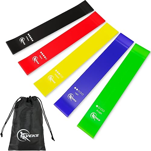 Miniatura 7 de Bandas de resistencia, bandas de entrenamiento de ejercicio para mujeres y hombres, 5 juegos de bandas elásticas para entrenamiento, banda elástica