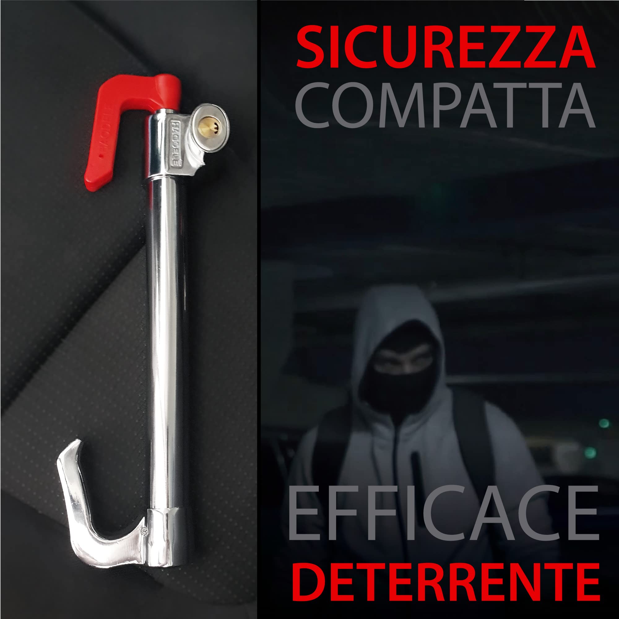 KRASER KR837 Antifurto Auto Blocca Sterzo Pedale Alta Sicurezza Compatta Gancio Telescopico