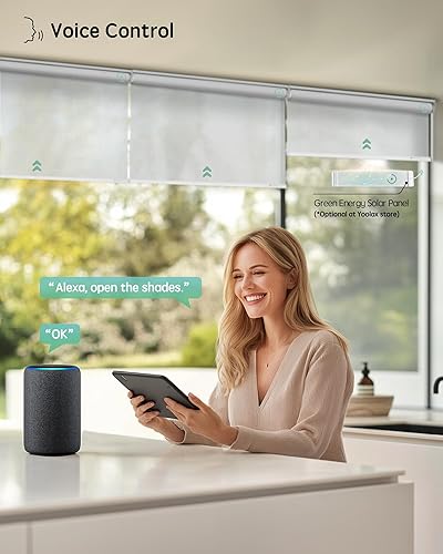 Miniatura 192 de Yoolax Persianas motorizadas con control remoto, persianas inteligentes opacas para ventanas, persianas enrollables motorizadas, persianas Tela
