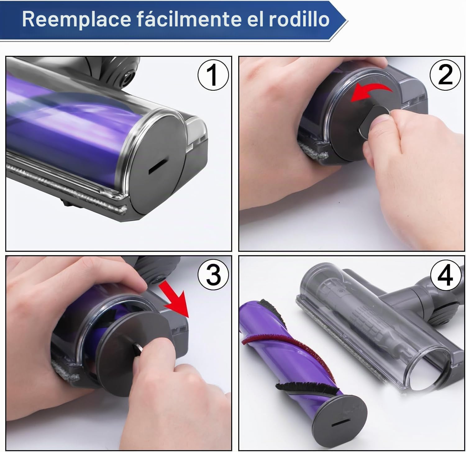 Cabezal de Cepillo Eléctrico para Dyson V7 V8 V10 V11 V15 SV10 SV11 SV12 SV14 Motorhead, Pieza de Repuesto para Cepillo Giratorio, Compatible con Alfombras y Suelos Duros