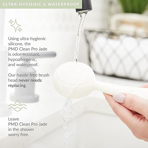 Miniatura 8 de PMD Beauty Clean Pro Jade - Dispositivo de limpieza facial inteligente con cepillo de silicona y masajeador antienvejecimiento de piedras preciosas