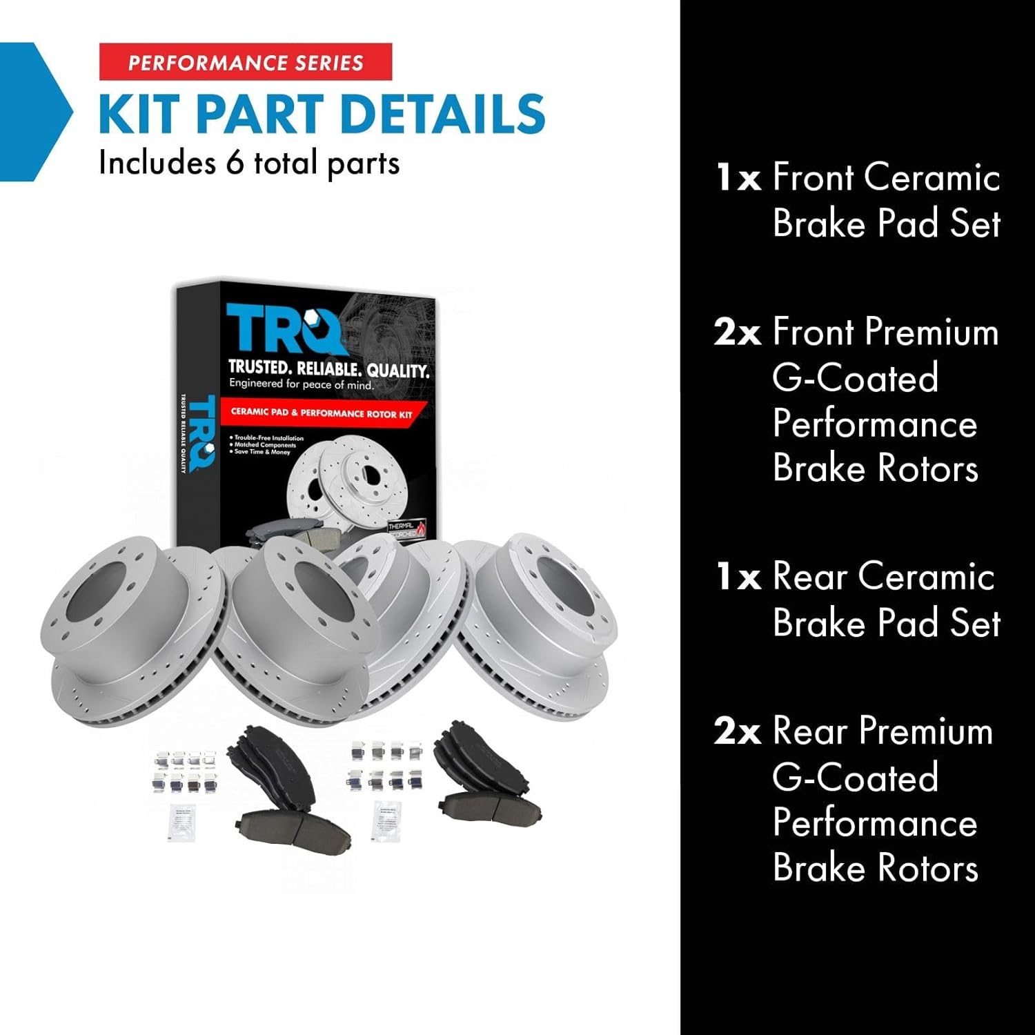 TRQ Front and Rear Performance Brake Pad & Rotor Kit Brake Pads Brake Rotors Set Ceramic Compatible with 2013-2021 Ford F-250 Super Duty F-350 Super Duty