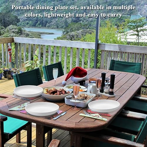 Miniatura 6 de Berglander Juego de 12 platos de plástico blanco de 9 pulgadas, reutilizables y resistentes, irrompibles, platos para ensalada, cuencos para pasta,