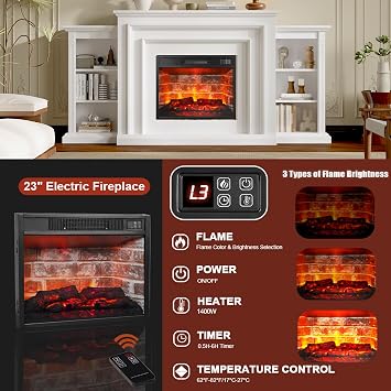 BLANKSPACE 72 Electric Fireplace TV Stand with Mantel for Living Room