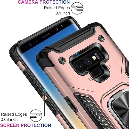 Miniatura 3 de IKAZZ Funda para Galaxy Note 9, TPU suave y flexible de doble capa y policarbonato duro, antideslizante, de cuerpo completo, resistente, funda