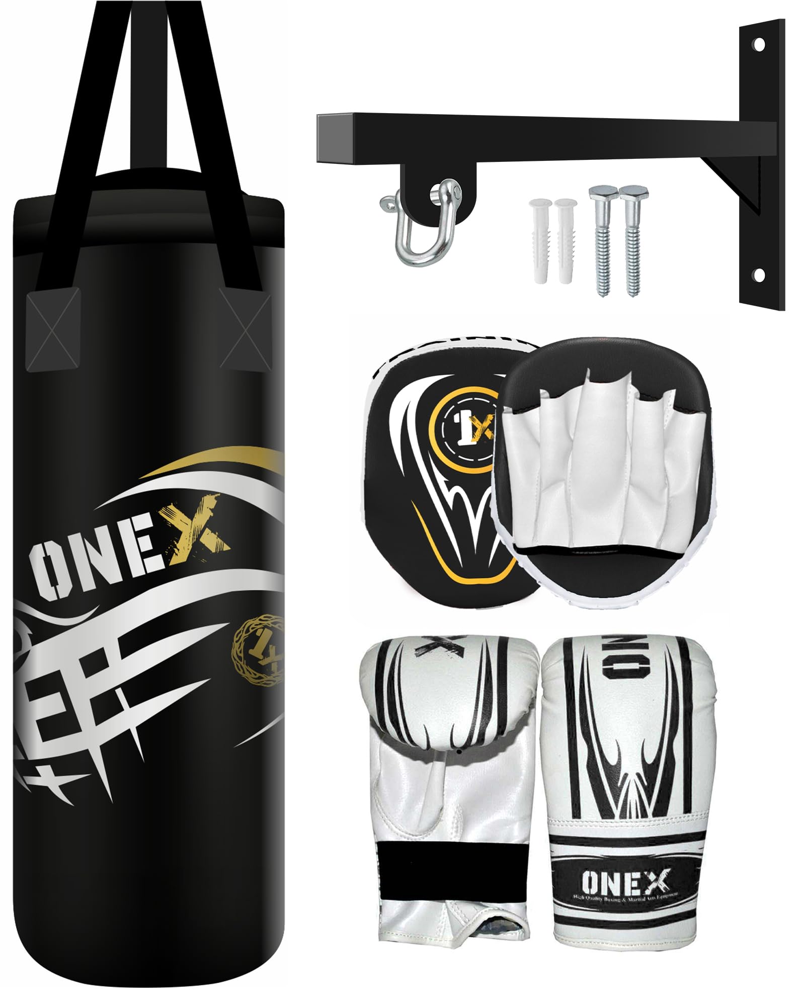 Boxing Bag Set with Focus Pad, 2ft Hanging Punch Bag for Training, Boys & Girls Boxing Practice Equipment, Home Fitness & Martial Arts Starter Kit