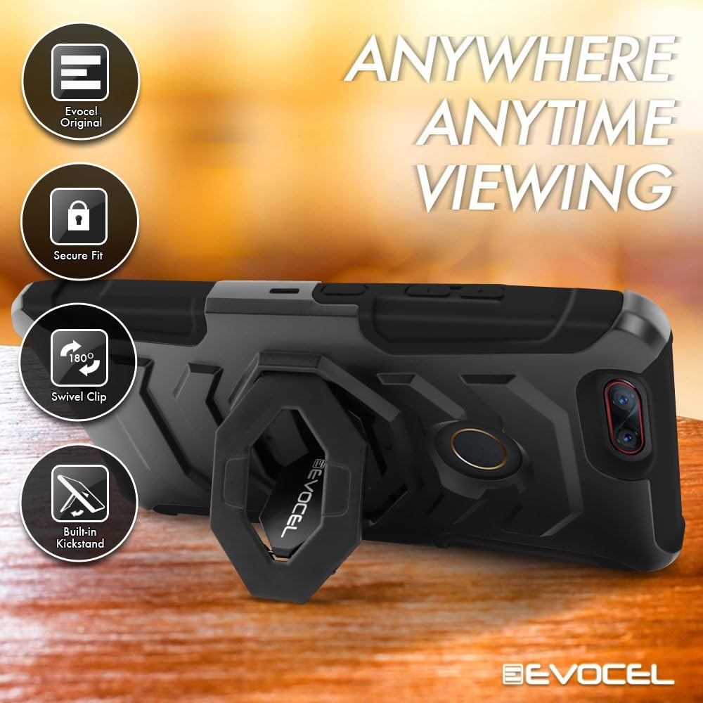 ZTE Blade Z Max (Z982) Case, Evocel [New Generation Series] Belt Clip Holster, Kickstand, & Dual Layer for ZTE Blade ZMax/ZTE Z982 / ZTE Sequoia, Black (EVO-ZTESEQUOIA-XX01)