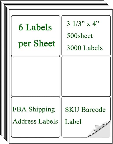 Vista 19 de 100 Sheets 8.5" x11''White Printable Sticker Paper, Full Sheet Label Mailing Shipping Address Label for Laser & Inkjet Printers(100 Sheets)