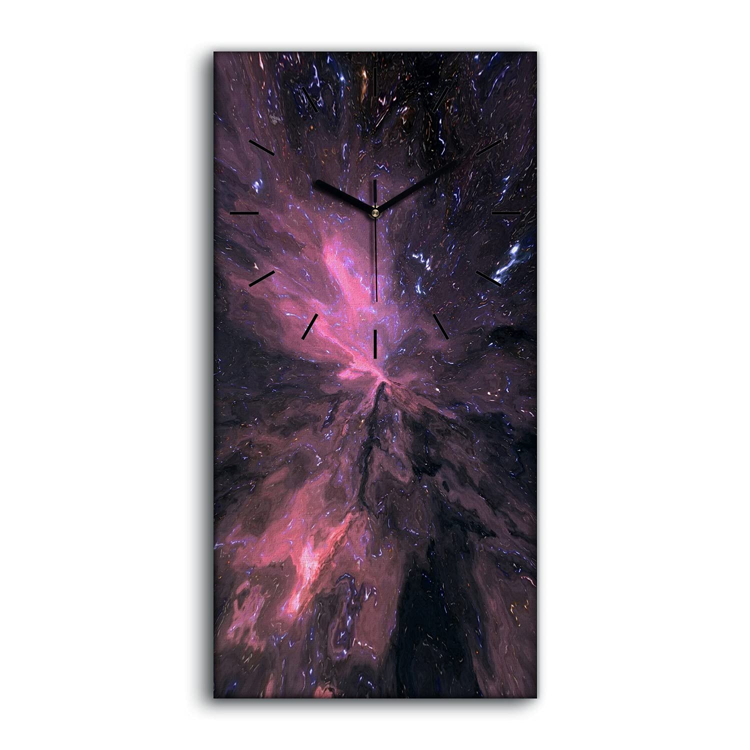 Horloge sur Toile Art Mural Abstrait Violet Horloge Silencieuse