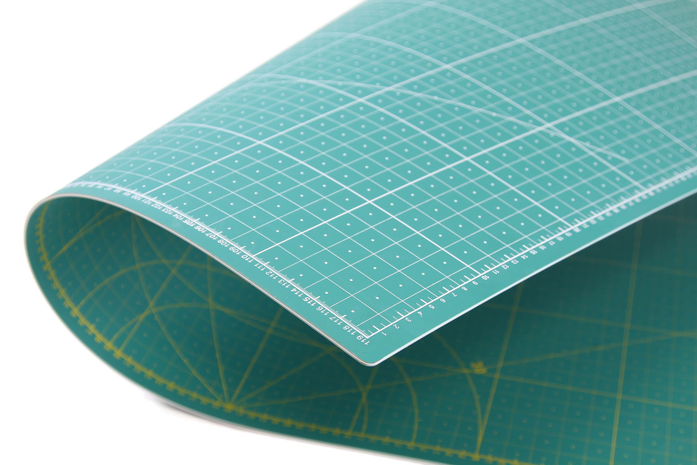 Schneidematte A0 91x122 cm Grün – Selbstheilende Cutting Mat A0, 5-lagig & schnittfest, beidseitig bedruckt, extra große Bastelunterlage & Schneideunterlage für Nähen, Patchwork, Modellbau