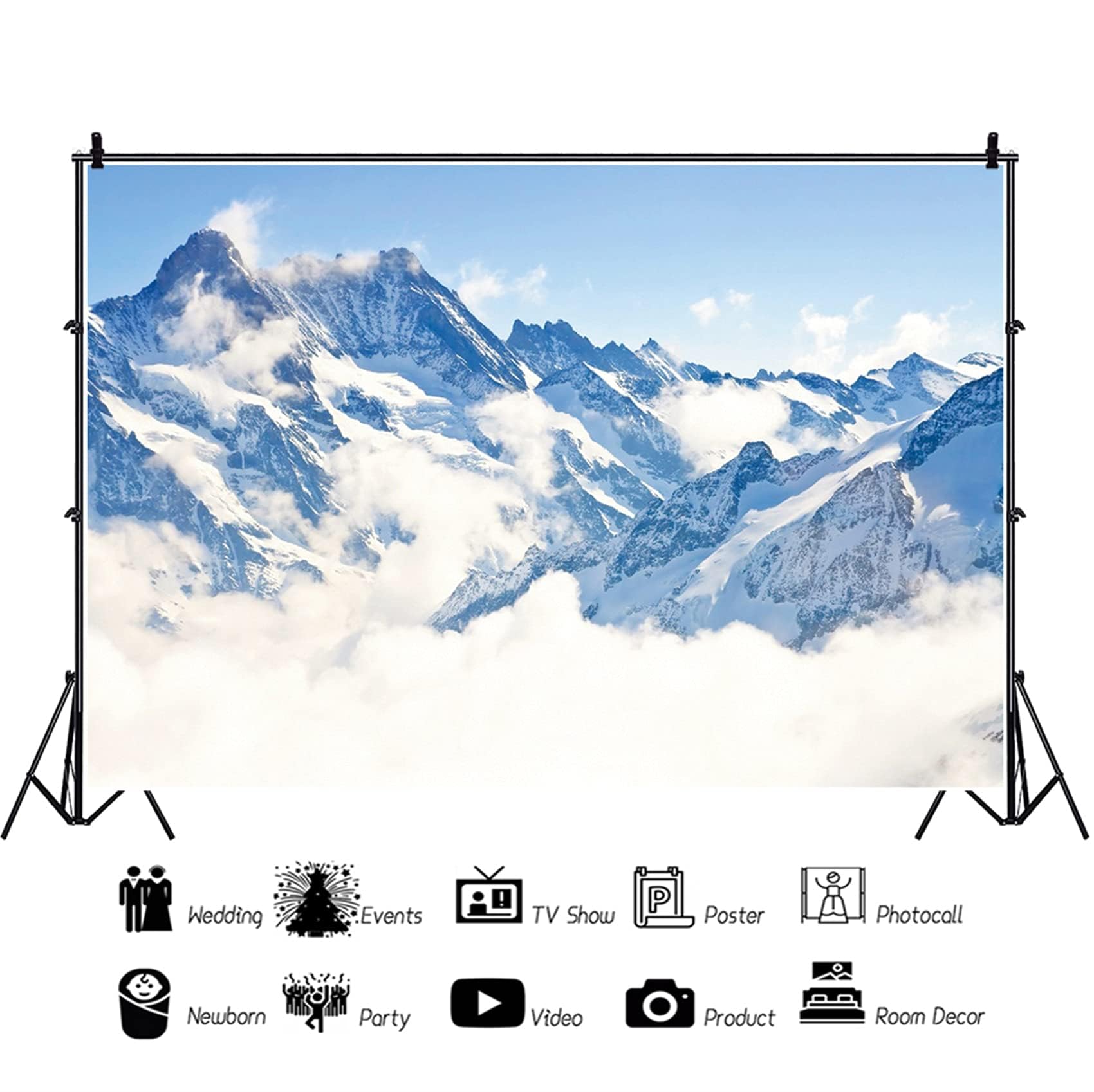 Fond Village De Noel Aoihrraan Toile De Fond De Scène D'hiver 1,5 X 1 M, Paysage Naturel, Montagnes Enneigées, Forêt, Paysage De Neige, Fond De Photographie De Noël, Vacances, Plein Air, Voyage