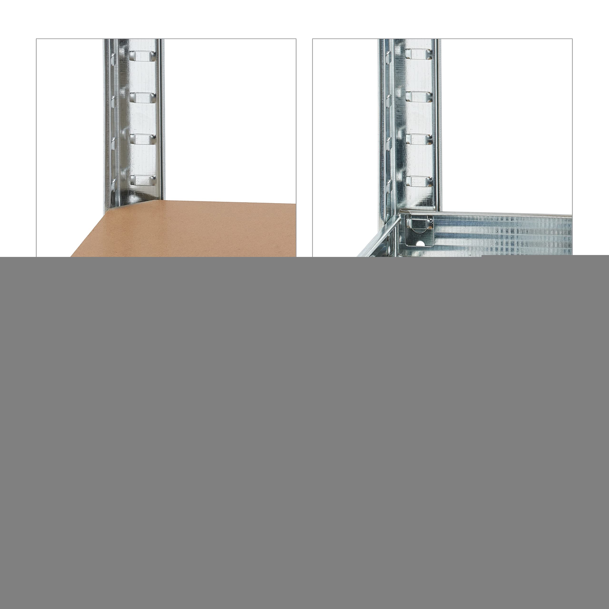 Relaxdays Scaffale in Acciaio, HLP 180 x 100 x 40 cm, 5 Ripiani ad Alta Portata 500 kg, per Garage e Cantina, Argentato