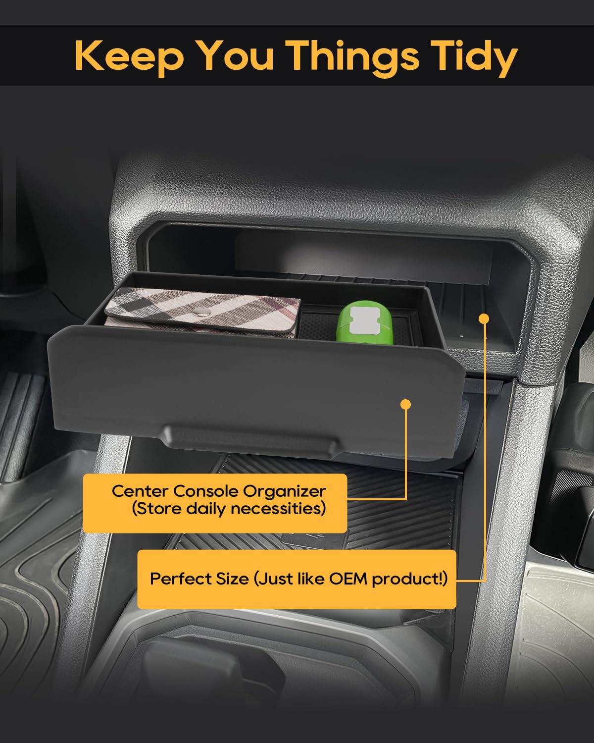 LFOTPP Consola central con cajón deslizable Caja de almacenamiento para Dacia Duster 3 2024 2025 2026, Reposabrazos central deslizable Duster 3 Organizador Bandeja Almacenamiento, Accesorios para