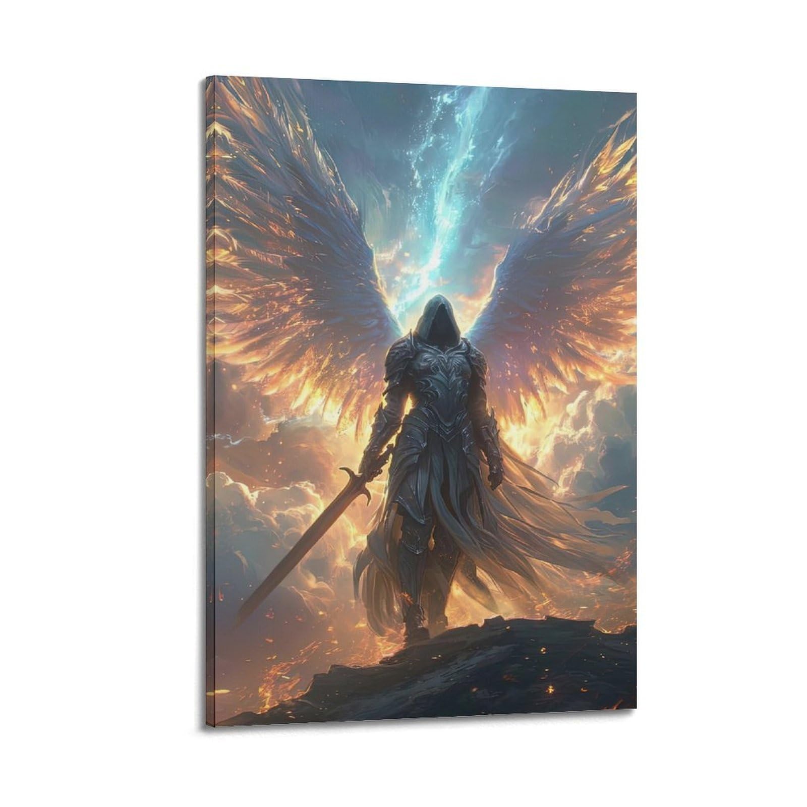 JIYAYCU Archangel Saint Michael Poster Radiant Celestial Form Decorative Painting Canvas Art Picture 08x12inch(20x30cm)