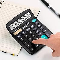 Vista 4 de Calculadora Calculadora de oficina de 12 dígitos con pantalla LCD grande, energía solar dual y batería Calculadora de botón grande Oficina