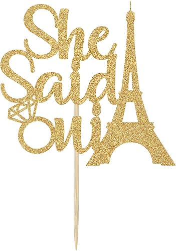 Miniatura 6 de She Said Oui - Decoración para tartas, decoración de despedida de soltera temática de París, decoración de pastel con purpurina dorada