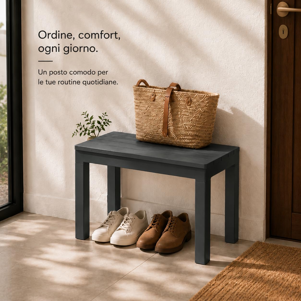 Maury' Tavolino/Seduta doppio utilizzo Timor in Polipropilene da Esterno, Dimensioni 60x38x45 cm per Relax all'Aperto, Comfort e Stile (Antracite)
