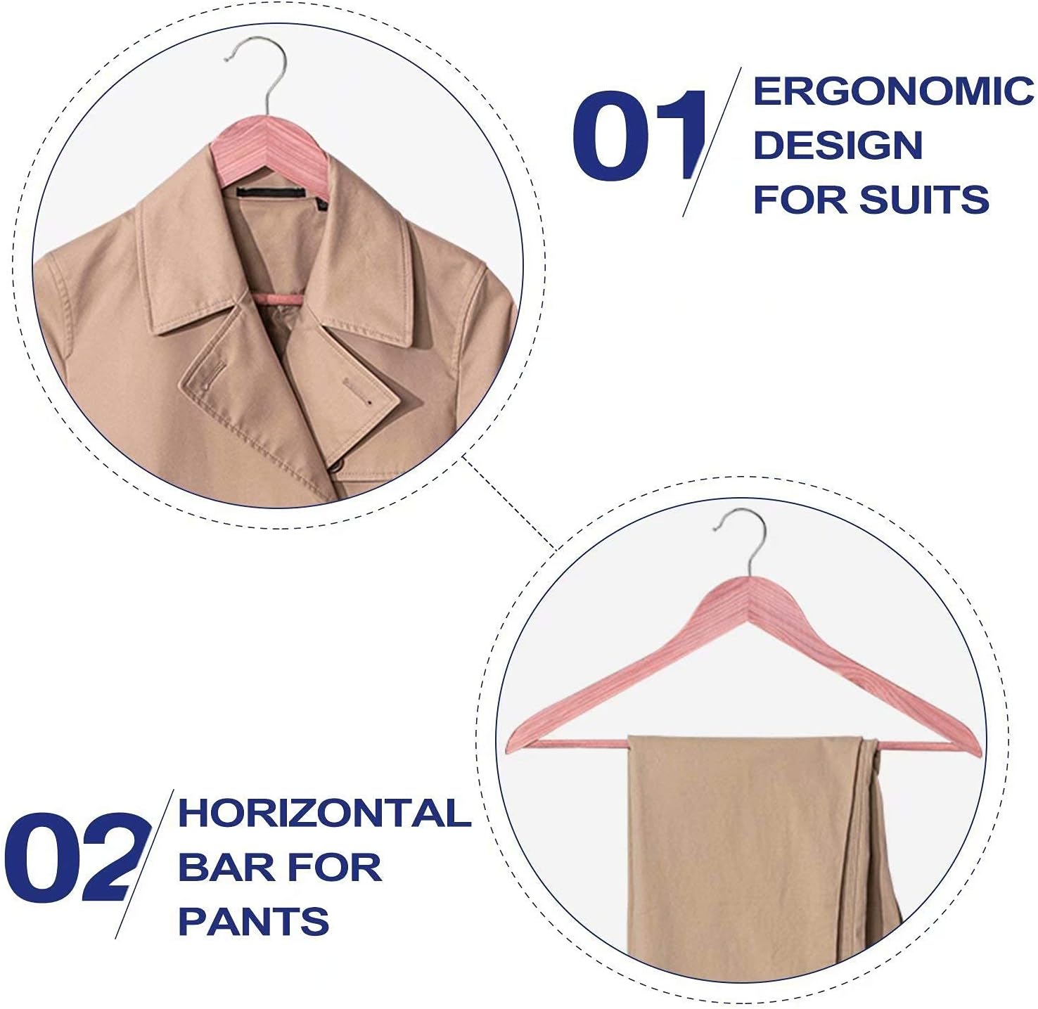 FairyHaus Natural Cedar Wooden Coat Hangers 18Pack, Smooth Finish Wood Suit Hangers - Slim Sleek & Flat Cedar Shirt Hangers with 360° Rotating Hook, Durable Cedar Clothes Hangers