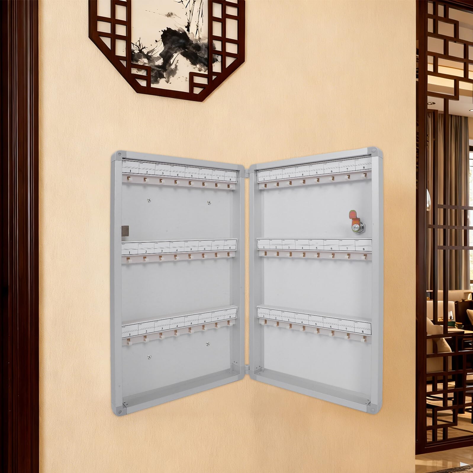 Homoyoyo Armoire à Clés Murale Verrouillable pour 48 Clés, Argenté