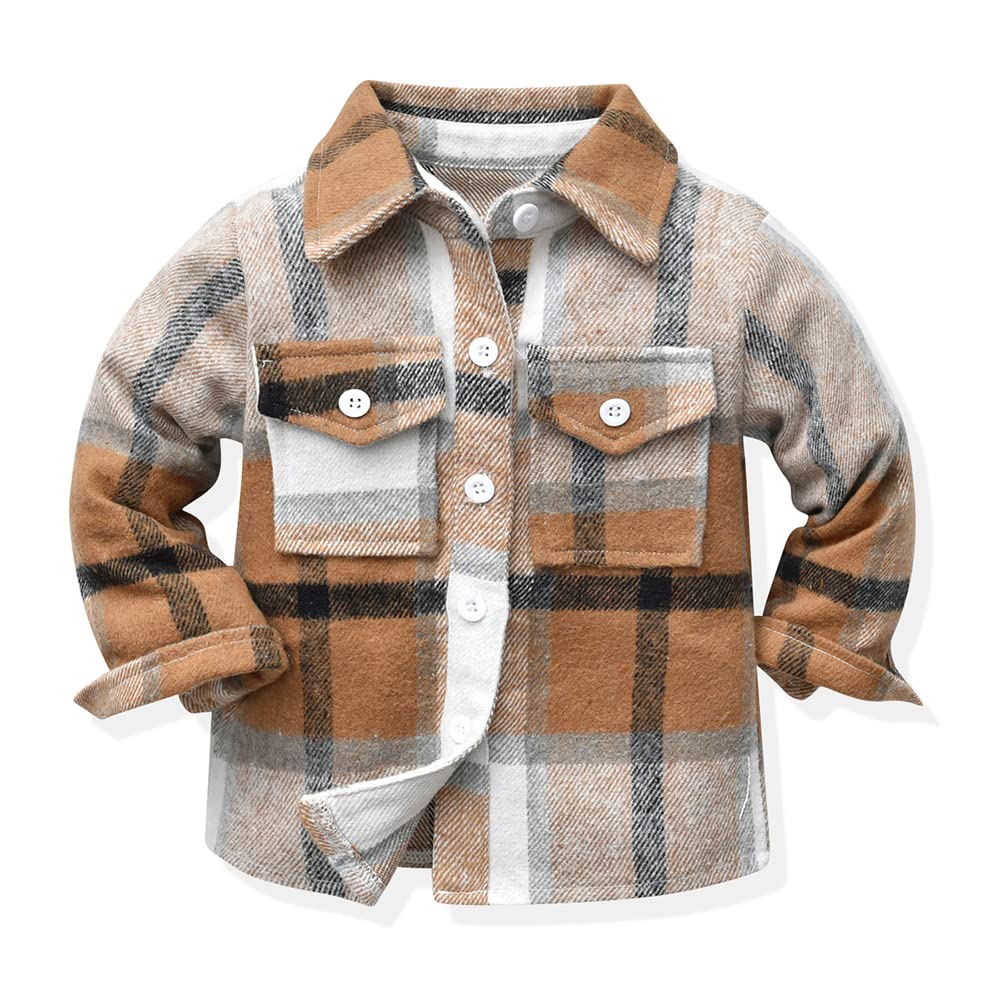 Moyikiss StudioToddler Baby Boys Girls Outfits Plaid Flannel Long Sleeve Shirts Button Down T-Shirt Tops