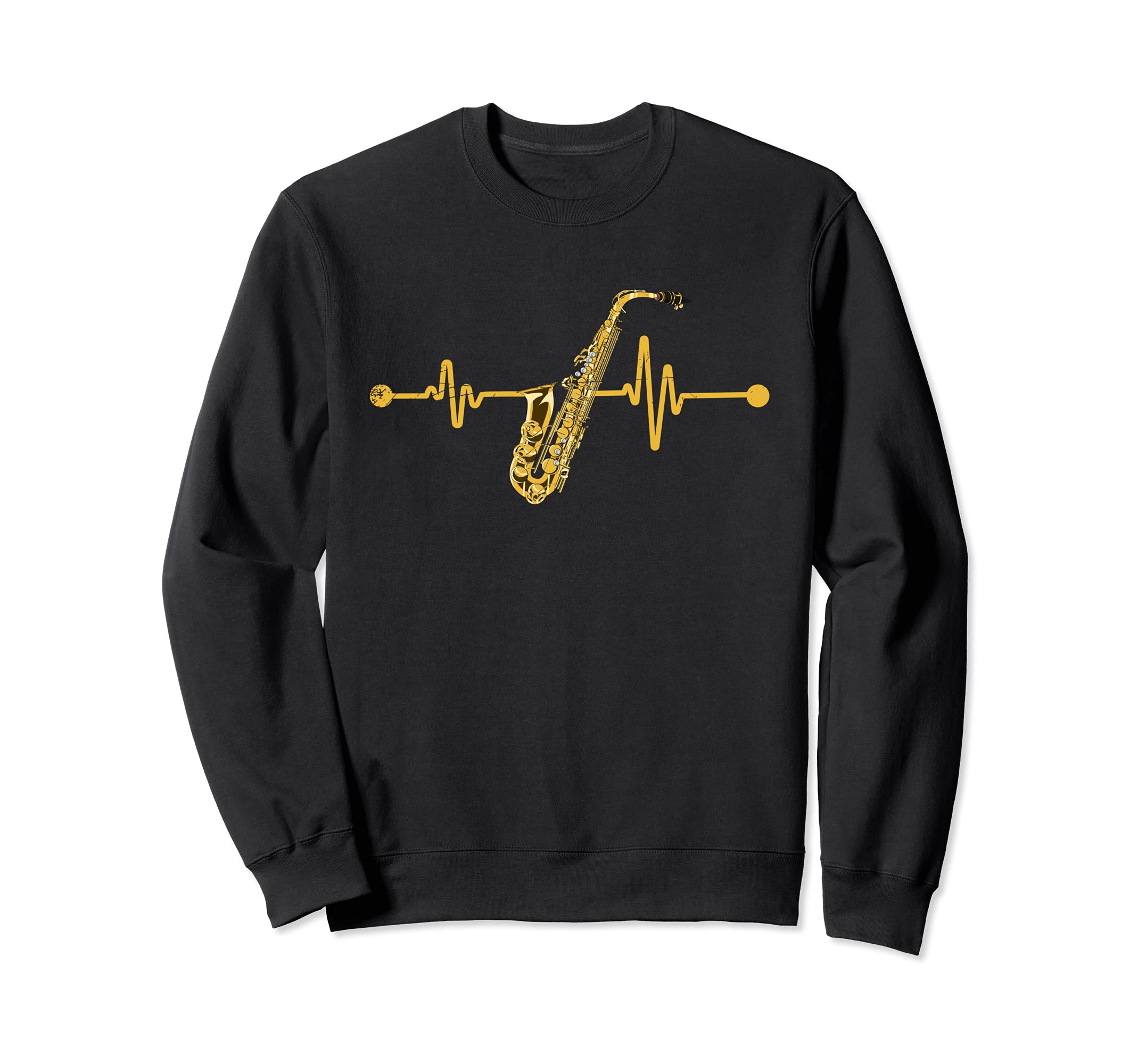 Saxophonist Sax Player Heartbeat Jazz Musician Saxophone Sweatshirt, Black