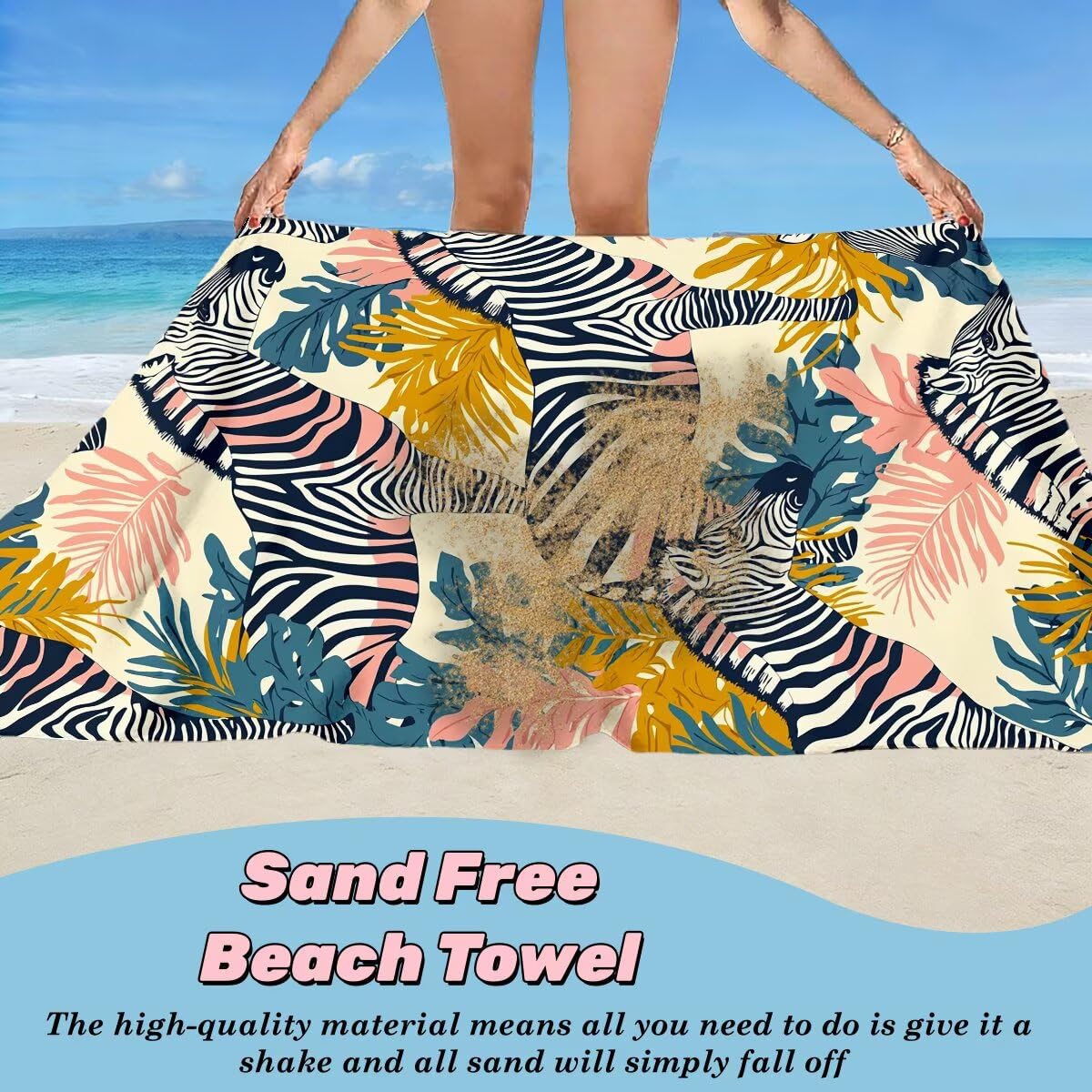 Toalla Playa 90x200 cm, Toalla Gimnasio Microfibra Secado Rapido, Juego de 2 Antiarena Toallas de Playa, Ligera Compacta Toallas Microfibra Grande para Viaje, Regalo Hombre Regalo Mujer (Cebra) -5059