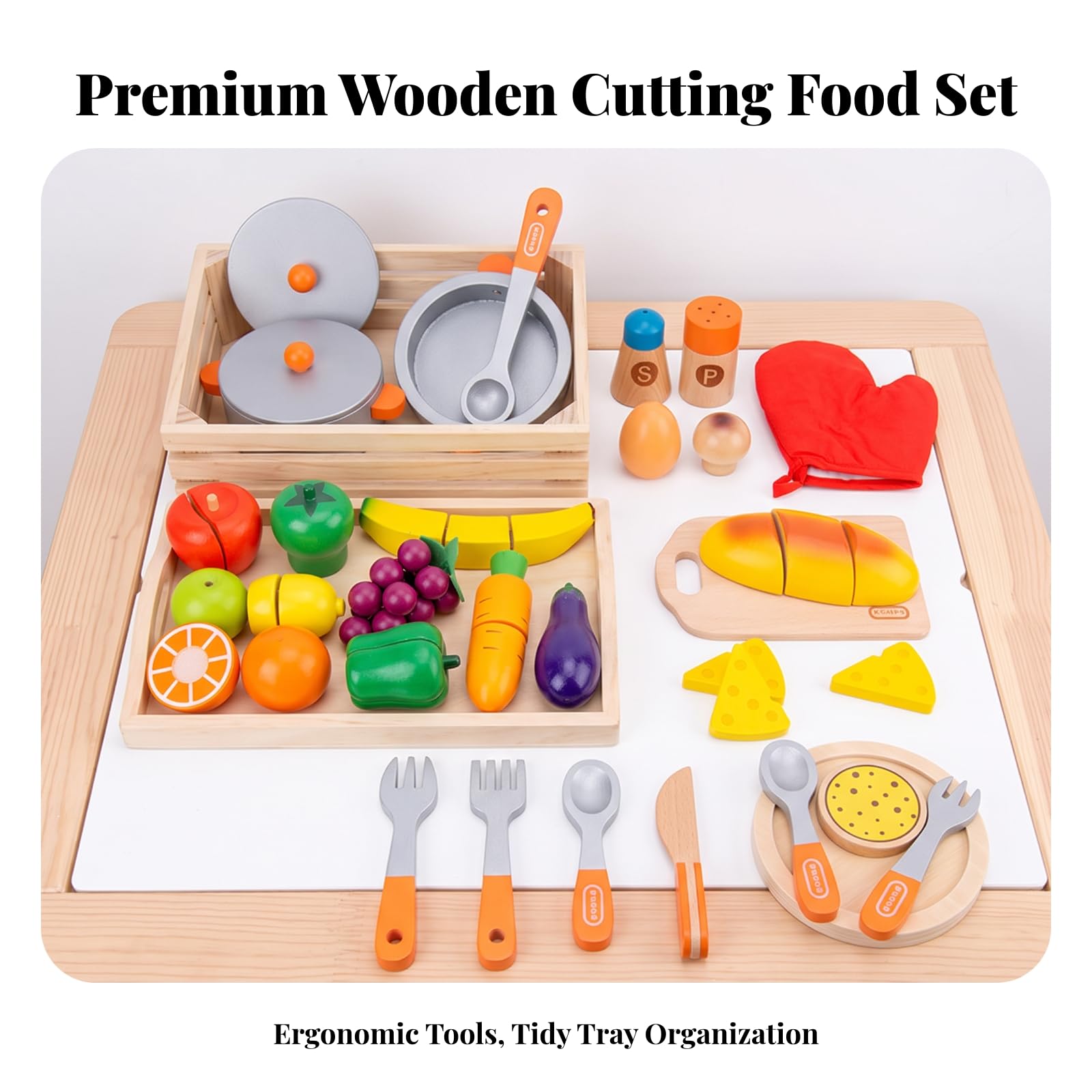 30 Pezzi Set con Tagliere Educativo | Sviluppo Motricità Fine, Frutta da Tagliare Giocattolo, Resistente, per Asilo