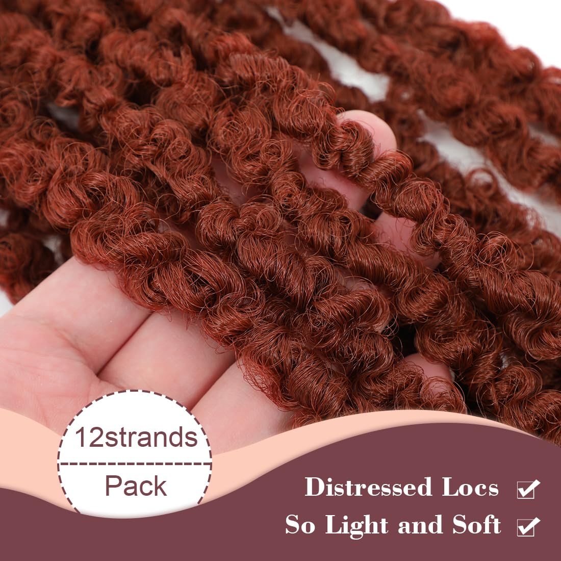 6 Packs Copper Red 24 Inch Butterfly Locs Crochet Hair Pre Looped Soft Ginger Distressed Locs Braids Hair for Black Women(24inch,#350)