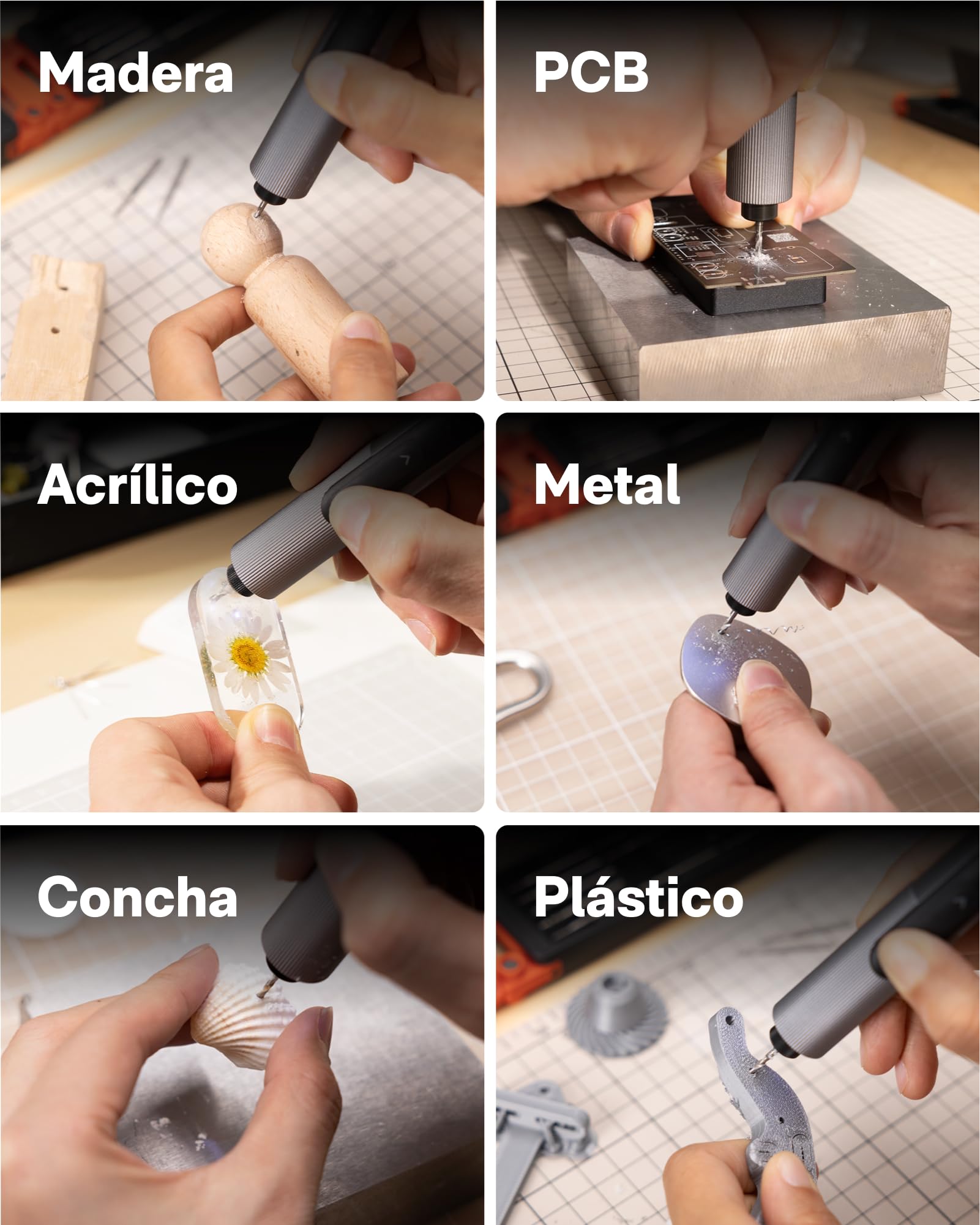 HOTO SNAPBLOQ D-A03 Mini Taladro Eléctrico sin Cable, 3 Velocidades | Luces LED,Kit portátil 20 en 1, ideal para fabricación de joyas, resina, plástico, madera y proyectos DIY