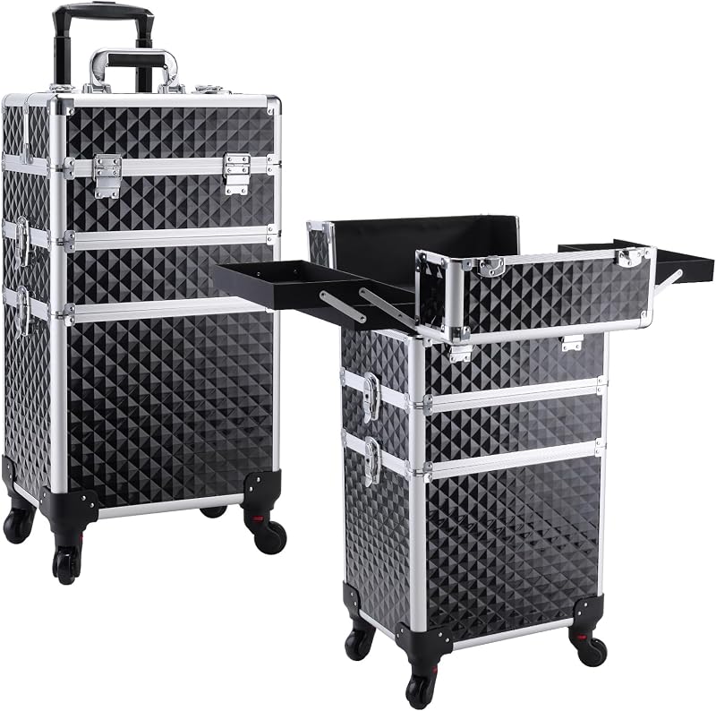 Maleta de maquiagem com rodinhas 3 em 1 FRENESSA Vintage Black