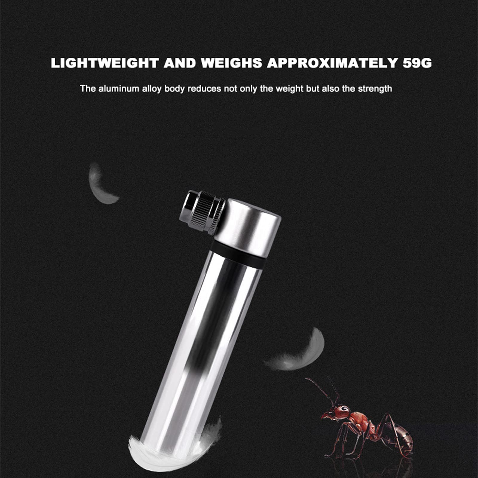 TIM-LI Mini Pompa per Bici Portatile, Pompa per Pneumatici per Bici Ad Alta Pressione da 90 PSI con Staffa di Montaggio/Ago Gonfiabile/Bocca Dell'interruttore Adatta A Presta E Schrader,Argento