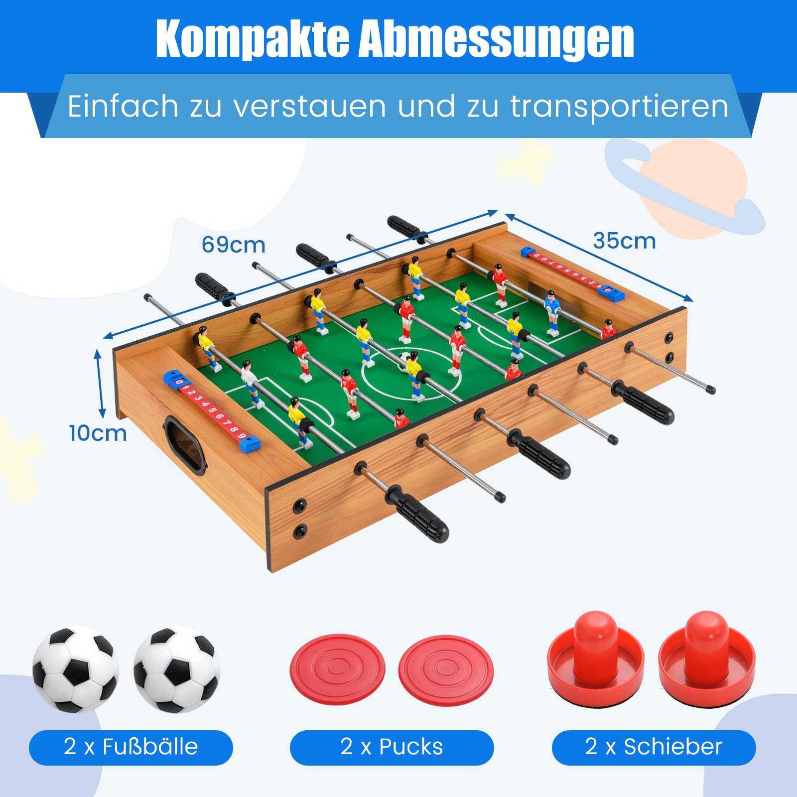 COSTWAY 2 in 1 Spieltisch, Multifunktionsspieltisch aus Holz, Multi-Spieltisch, Air Hockeytisch und Tischkicker, perfekt für Spielzimmer, Bars, Partys, für Erwachsene und Kinder