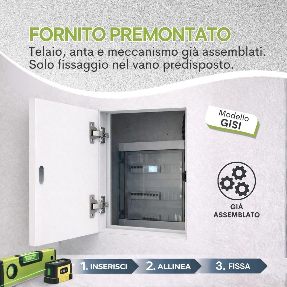Sportello Filo Muro GiSI INTEGRA su Misura in MDF Idrofugo e Telaio Alluminio – Chiusura Filomuro per Muratura da interno