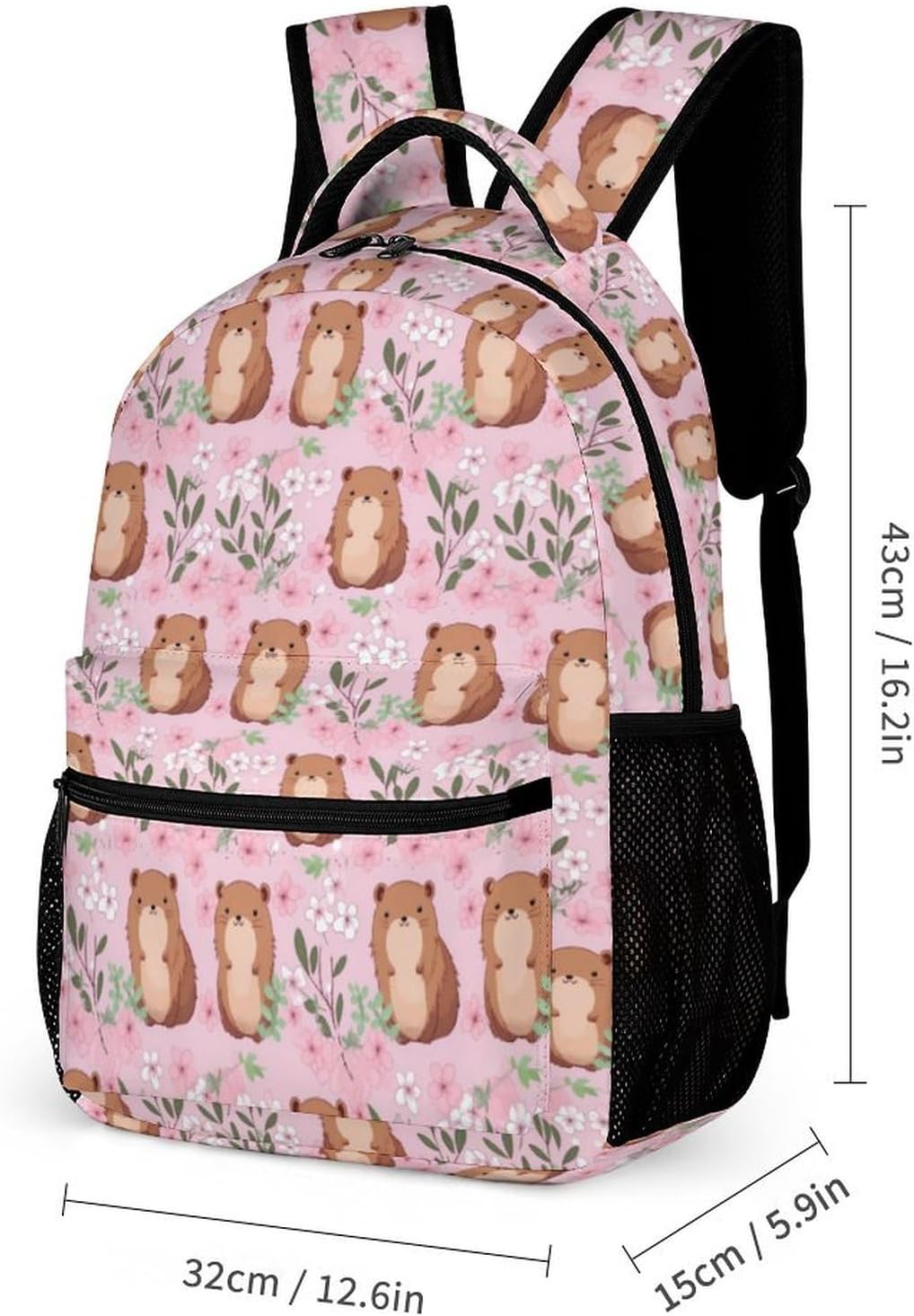 Cute Cartoon Capybaras Backpack 3 Piece Combination Backpack Lunch Bag Pencil Case for Unisex