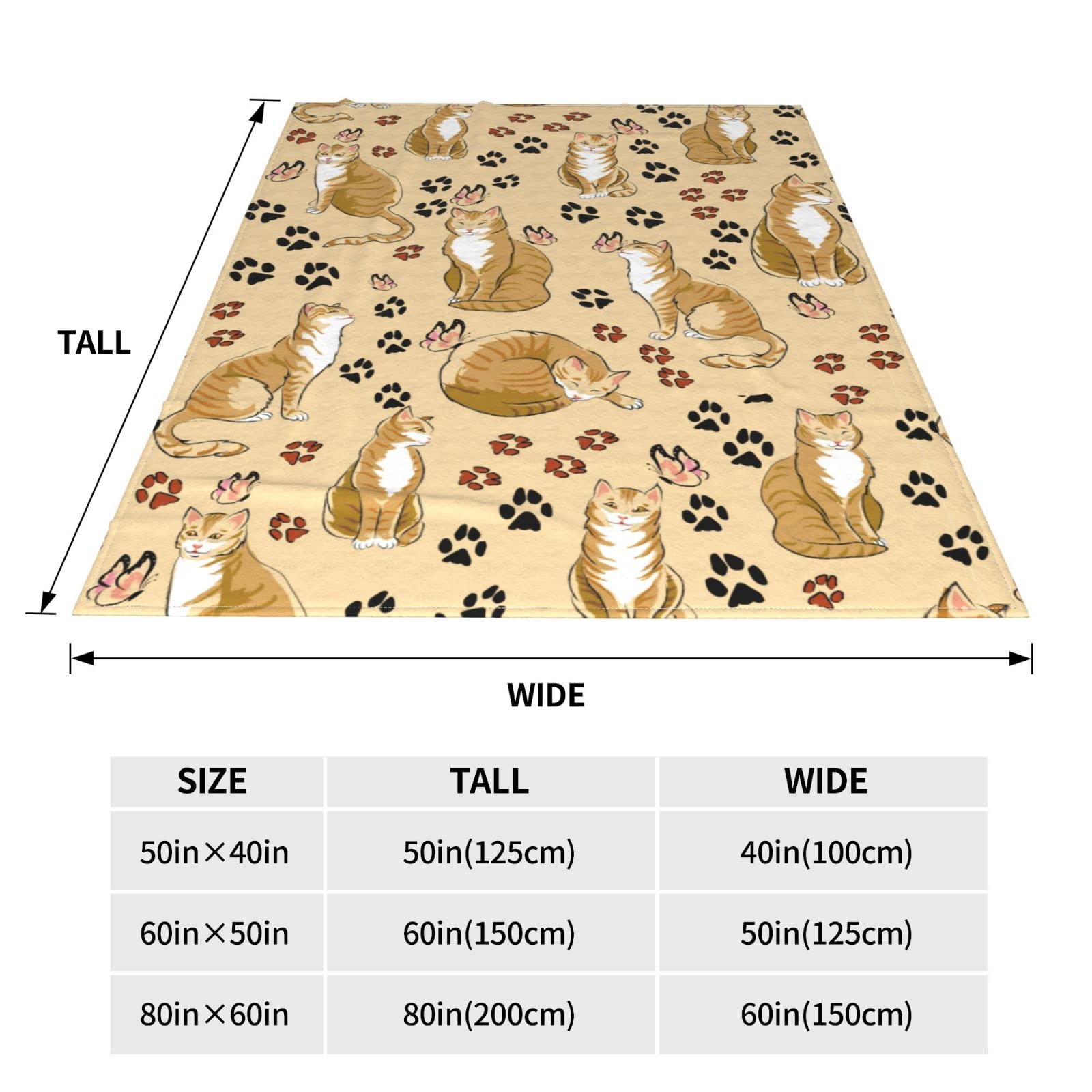 Coperta in pile leggera e morbida con zampe di gatto, per letto, divano, 127 x 101,6 cm