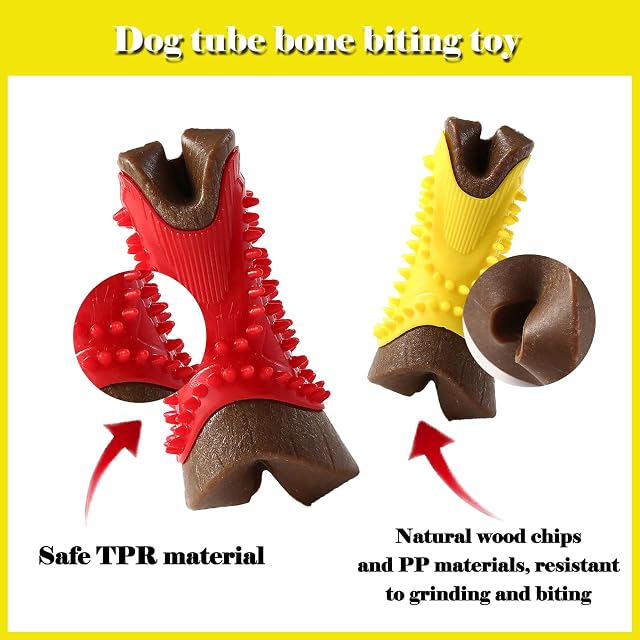 Foto 4 de 7 de KUBDPQOR 2 Piezas Juguetes para Perros, para Limpiar los Dientes de los Perros, Huesos de Goma indestructibles