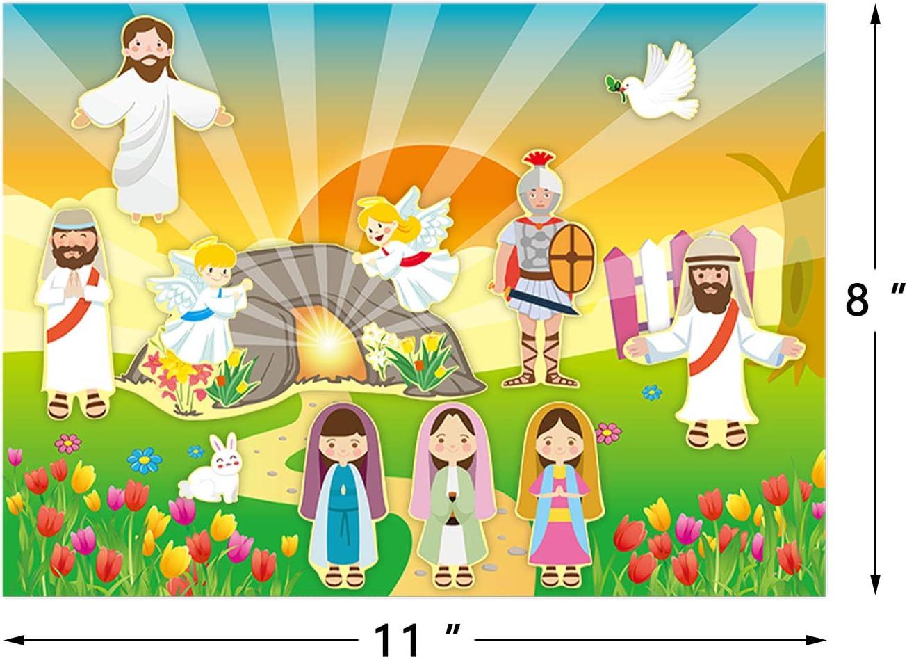 12 Sets He Lives Sticker Scenes Make an Easter Resurrection Stickers for Kids Activities Games Bible Games Religious Education Activities DIY Crafts