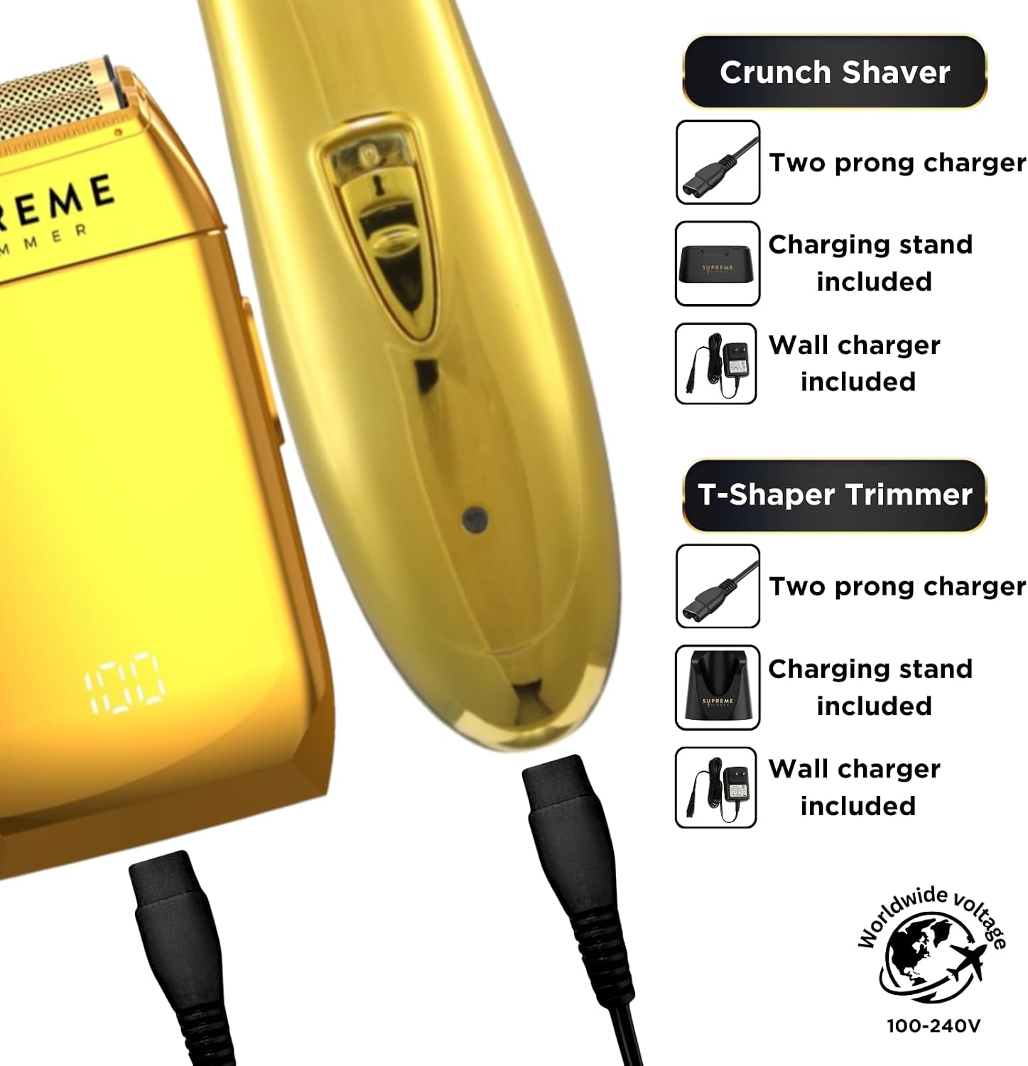 Supreme Trimmer 2-in-1 T-Shaper Trimmer & Crunch Foil Shaver | STF602 Electric Razor & ST5200 Beard Trimmer Barber Haircut Kit | Gold image 4