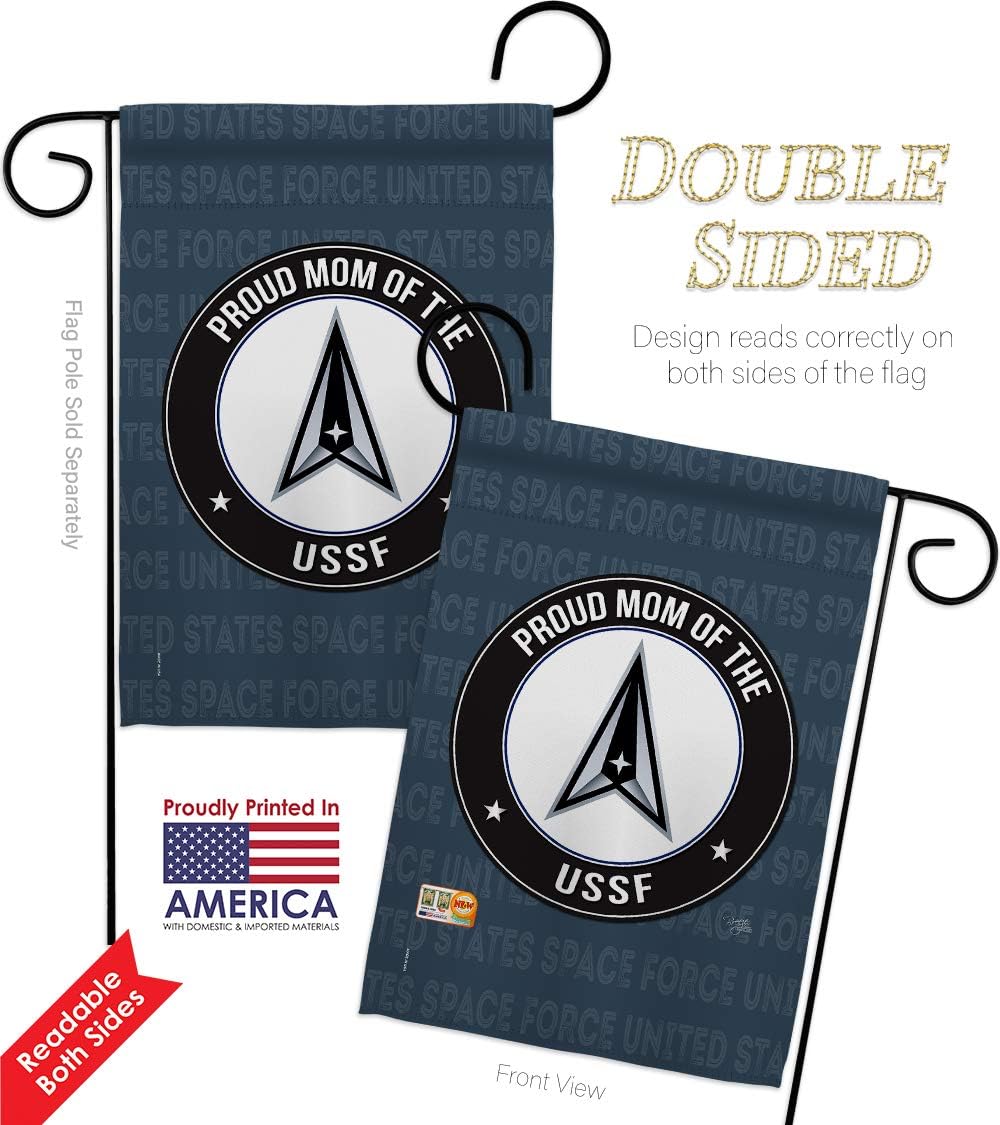 Space Force Proud Mom USSF Garden Flag Armed Forces United State Air American Military Delta Official Small Decorative Gift Yard House Banner Double-Sided Made In USA 13 X 18.5