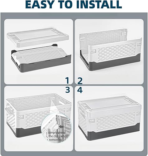 Miniatura 3 de Contenedores de almacenamiento plegables apilables de 35 L, caja plegable de plástico, organizador de automóvil, contenedores de almacenamiento con