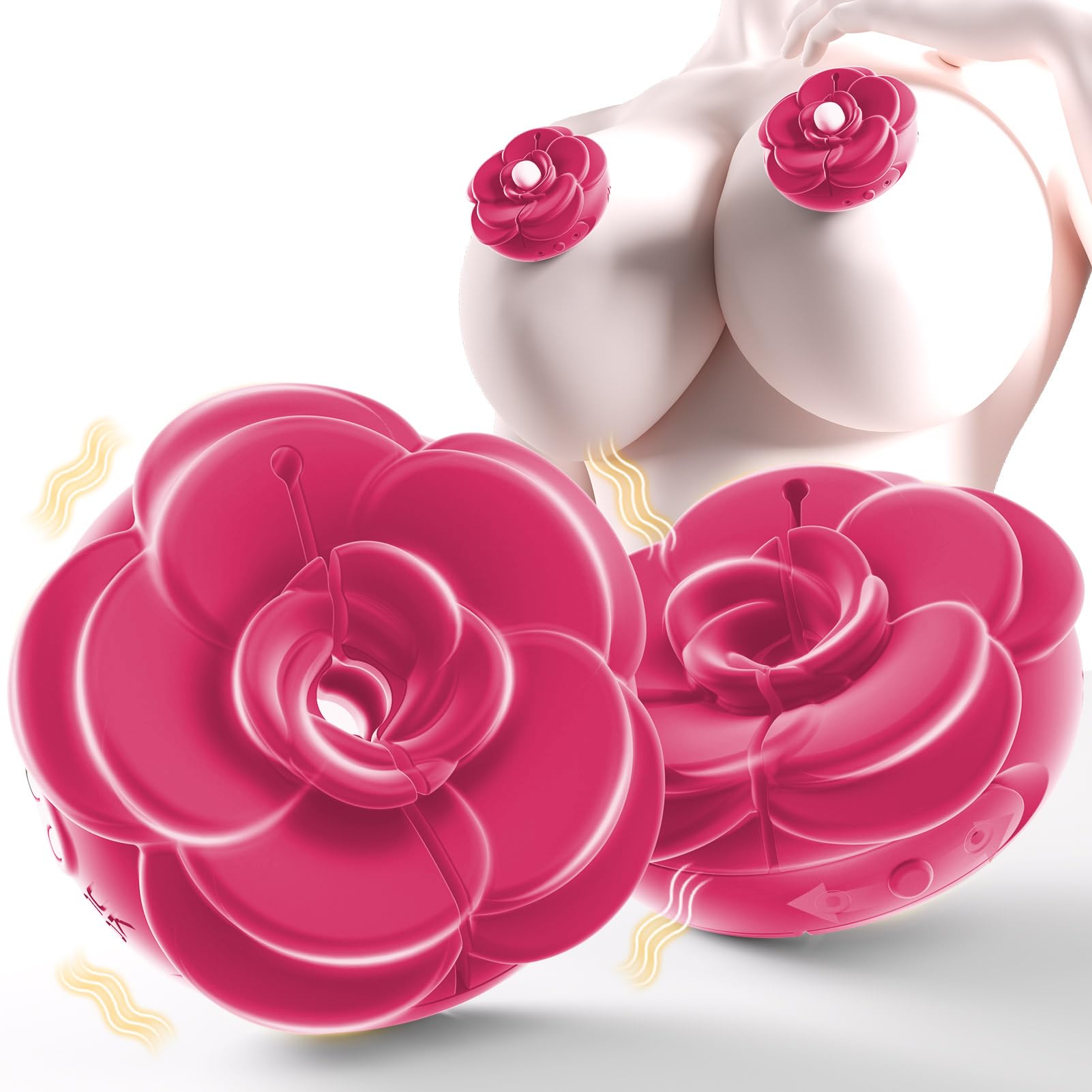 foshjay Nipple Toys Rose Toy - Nipple Clamps BDSM Toys with 9 Vibrating Modes Female Sex Toys 1 Pair Adult Toys for Women Silicone Nipple Vibrator Adjustable Couples Sex Toy: Pink